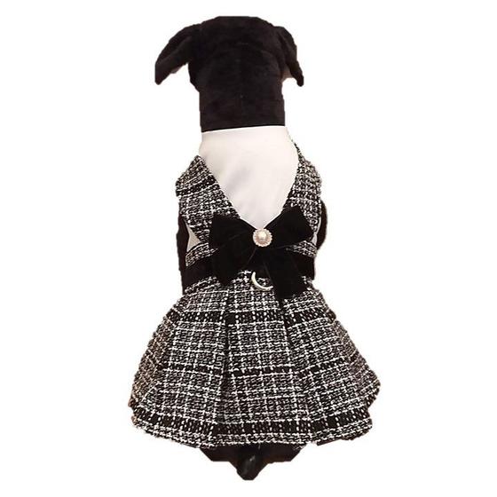 Imagem de Vestido elegante luxo pet cachorro fêmea festa black tye