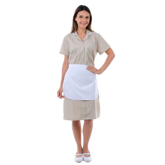 Imagem de Vestido Estampado em Tecido Algodão Com Avental  para  Copeira, Arrumadeira, Doméstica