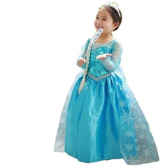 Vestido Fantasia Infantil Frozen Rainha Elsa Menor preço em Vestido Fantasia Infantil Frozen Rainha Elsa