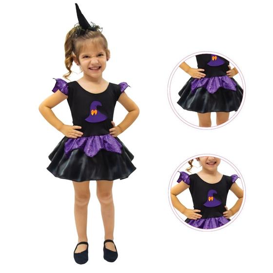 Imagem de Vestido Fantasia Infantil Hallowen Bruxinha Dia das Bruxas
