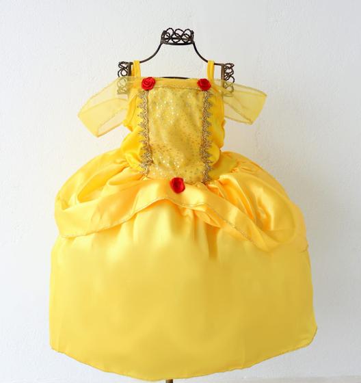 Imagem de Vestido Fantasia Infantil Meninas Bela E A Fera Luxo E Tiara