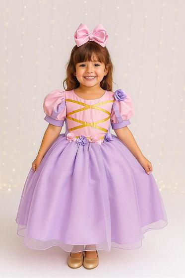 Vestido Fantasia Longa Rapunzel e Sofia no-brand Fantasias