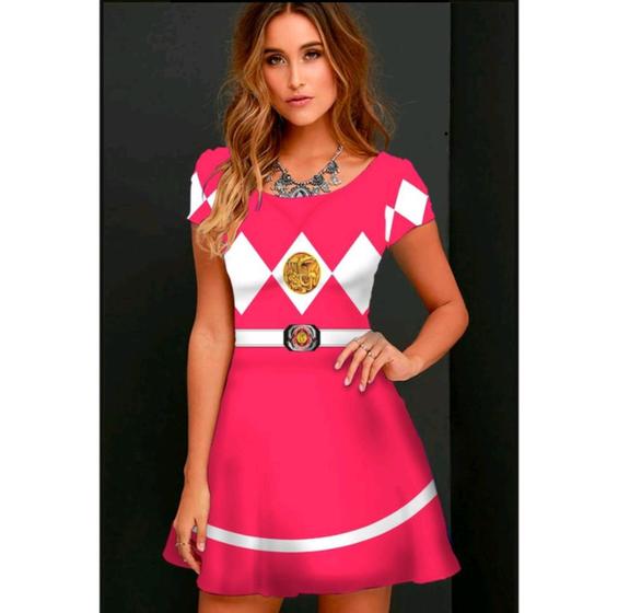 Imagem de Vestido Fantasia Power Ranger Rosa Adulto