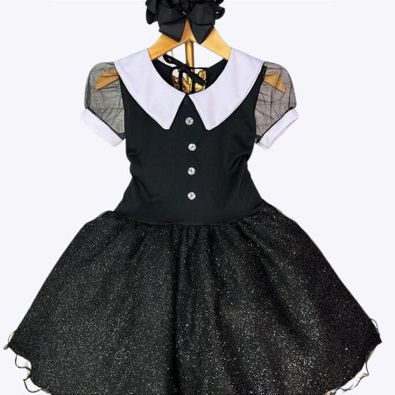 Imagem de Vestido Fantasia Wandinha Infantil Menina Lilitikas 596