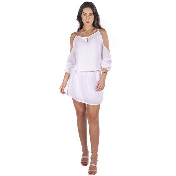 Imagem de Vestido Feminino Curto Manga Longa Ombro Vazado Moda Verão