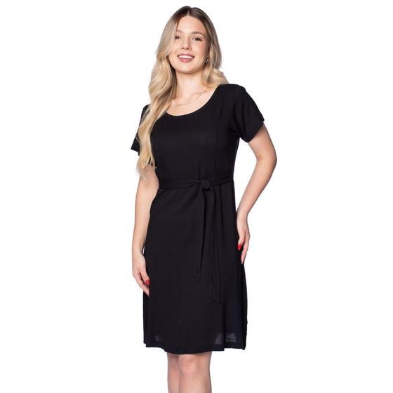 Imagem de Vestido Feminino Giraffe com Laço na Cintura Preto