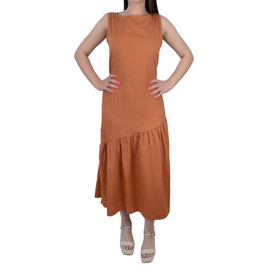 Imagem de Vestido Feminino Giraffe Midi Marrom Telha - 61943