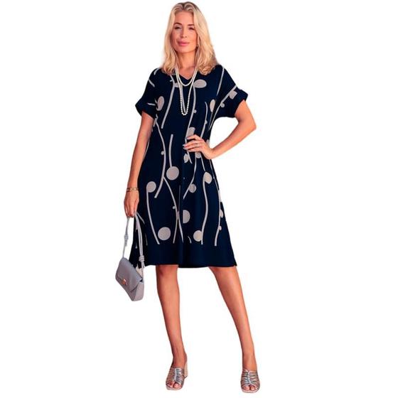 Imagem de Vestido Feminino Godê Luxo Rodada Soltinho Moda Estampado Com Bolso