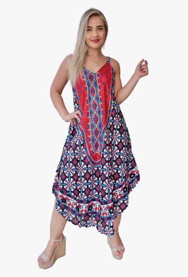 Imagem de Vestido Feminino Indiano Alça Trapézio Plus Size-cod.1091