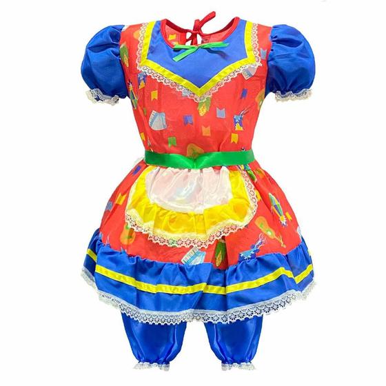 Imagem de Vestido Feminino Infantil Festa Junina Com Culote