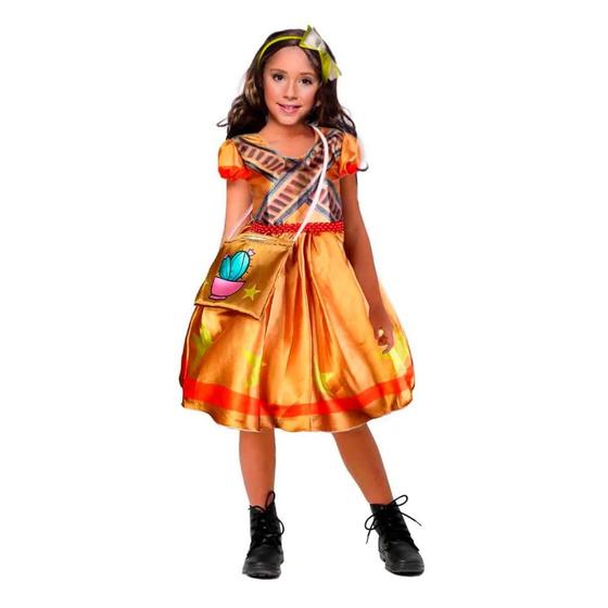 Imagem de Vestido Feminino Infantil Festa Junina Maria Bonita + Bolsa e Tiara