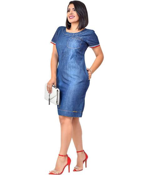 Imagem de Vestido feminino jeans moda casual (ref 0022)