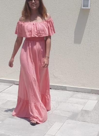 Imagem de Vestido Feminino longo ciganinha com babado e lastex tecido Viscolino