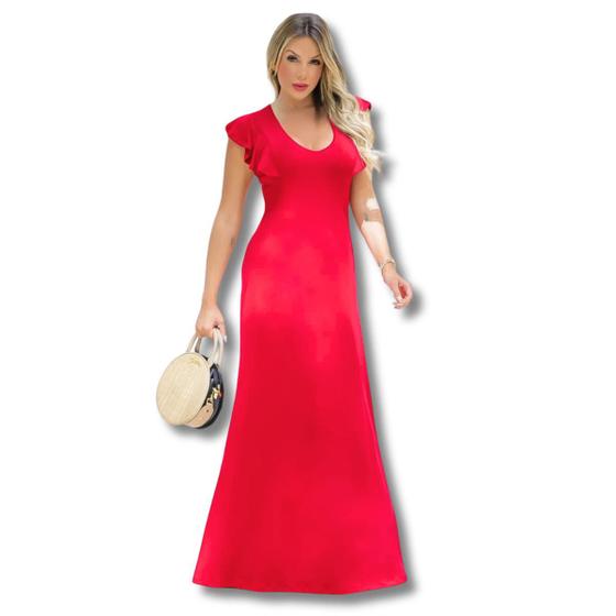 Imagem de Vestido feminino longo Premium manga curta Viscolycra Moda Elegante