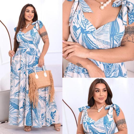 Imagem de Vestido Feminino Longo Yara Silk Flow Estampado Floral Festa Verão 