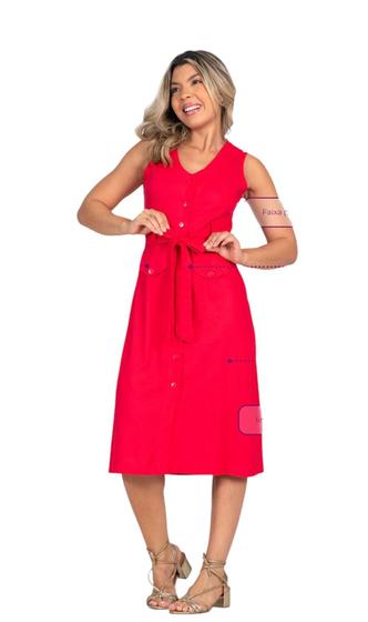 Imagem de Vestido Feminino Midi Botões Linho