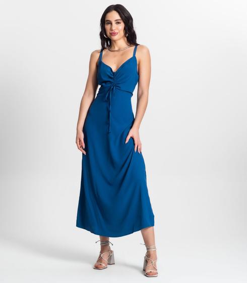 Imagem de Vestido Feminino Midi Franzido Style Box Azul