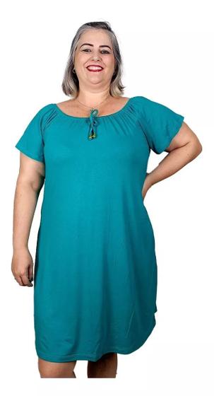 Imagem de Vestido Feminino Plus Size Ciganinha Manga Curta Midi