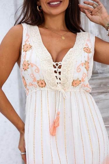 Imagem de Vestido Feminino Regata Boho Longo com Cordão