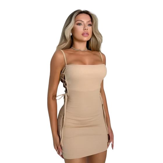 Vestido Feminino Trançado do Lado Alça Roupas Femininas 0541