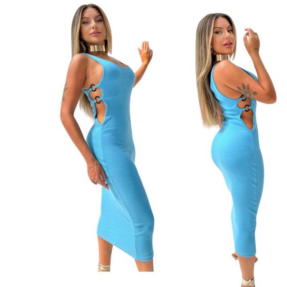 Imagem de Vestido Feminino Tubinho Sexy Canelado Premium com abertura