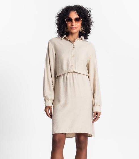 Imagem de Vestido Feminino Viscose Com Elastico Select Bege