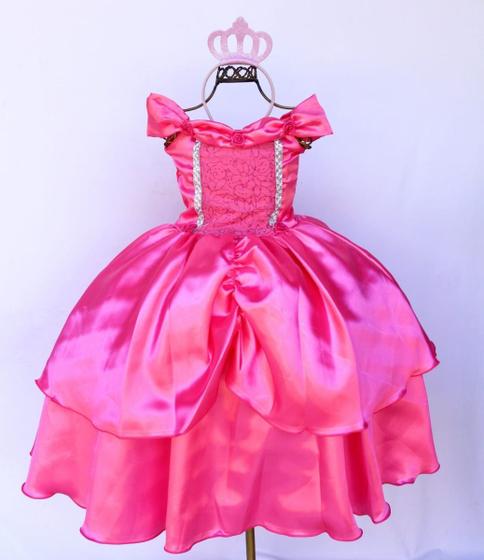 Imagem de Vestido Festa Fantasia Princesa Bela Luxo Infantil E Tiara