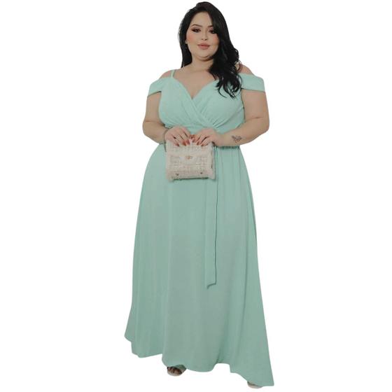 Imagem de Vestido Festa Feminino Plus Size Veste até 52 Madrinha Longo