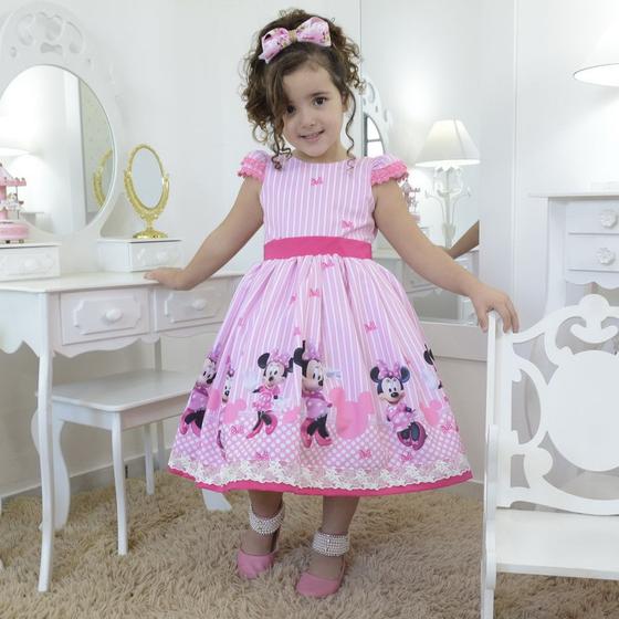 Imagem de Vestido festa infantil Minnie Rosa superluxo