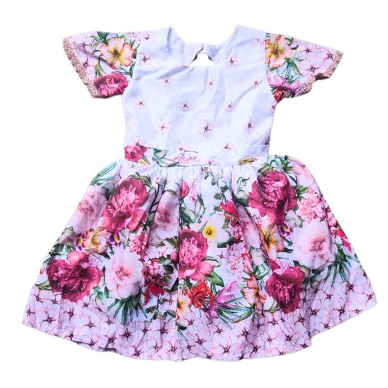 Imagem de Vestido Festa Infantil Saia 2 Camadas Flores Luxo