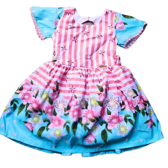 Imagem de Vestido Festa Infantil Saia 2 Camadas Flores Luxo