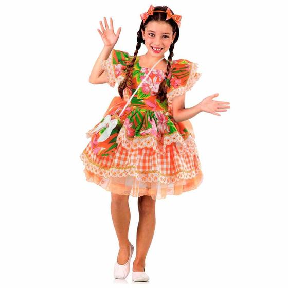 Imagem de Vestido Festa Junina Bebe Menina Com Bolsa Exclusivo Fantasias Carol