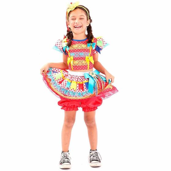 Imagem de Vestido Festa Junina Infantil Moderno de Luxo Com Croped e Saia