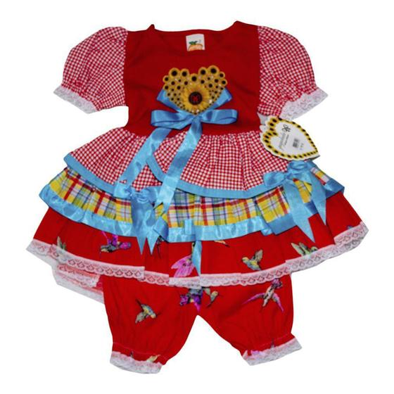 Imagem de Vestido Festa Junina Infantil para Bebê Girassol Colorido - Gugudada