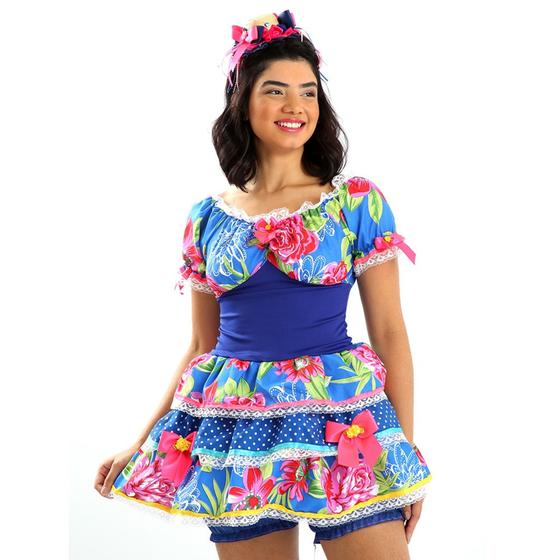 Imagem de Vestido Festa Junina Lindo Modelo Aruba Floral 3 cores do P ao GG