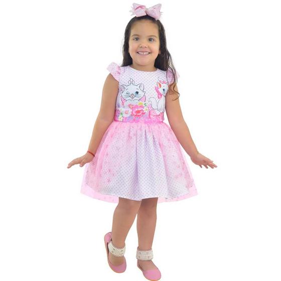 Imagem de Vestido Gatinha Marie com Tule Rosa: Meninas de 6m a 10 Anos