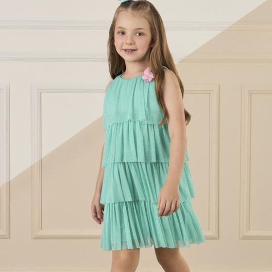 Imagem de Vestido Gelato em Tule com Brilho na cor Verde - Mom Sucré