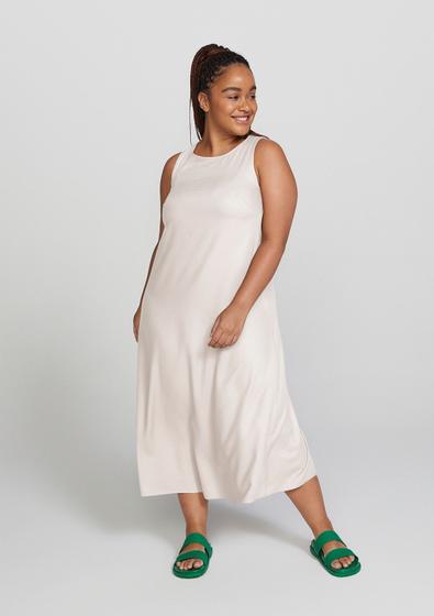 Imagem de Vestido Hering Básico Midi Viscose Creponada Off White