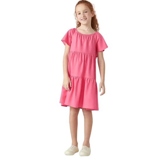 Imagem de Vestido Hering Infantil Estampado Com Linho