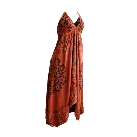 Imagem de Vestido Indiano Frente Única Liso Hippie Boho Costas Abertas