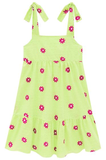 Imagem de Vestido Infantil Alça em Tricoline Bordado Florzinhas - Infanti 