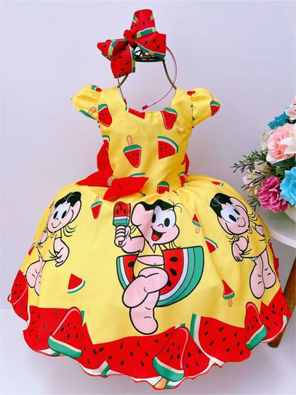 Imagem de Vestido infantil amarelo magali com laço strass