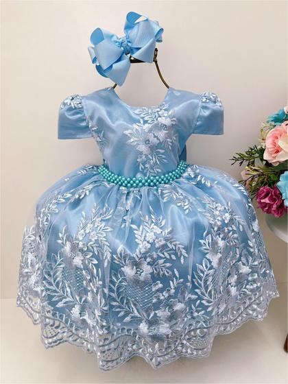 Vestido Infantil Azul Renda Princesa Realeza Cinto E Pérola - Enjoy -  Vestido Infantil - Magazine Luiza