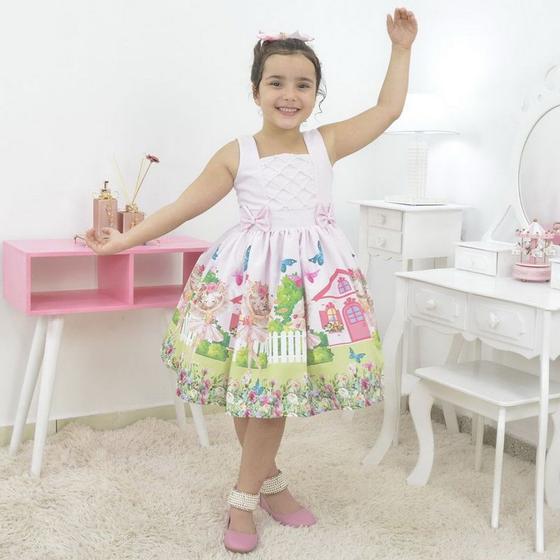 Imagem de Vestido infantil bailarina rosa no jardim encantado