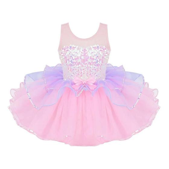 Imagem de Vestido Infantil Ballet Tutu Lantejoulas Rosa/Lilás