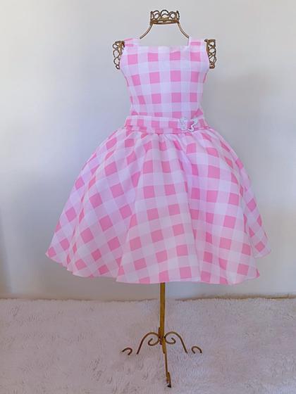 Imagem de Vestido Infantil Barbie Xadrez Super Luxuoso