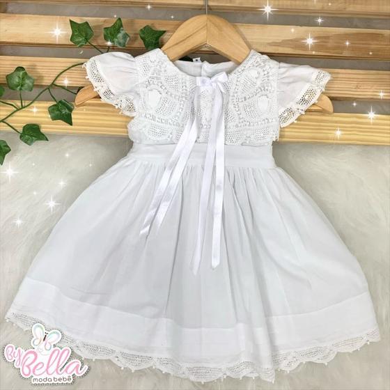 Imagem de Vestido infantil bebê renda renascença bordado batismo batizado eva