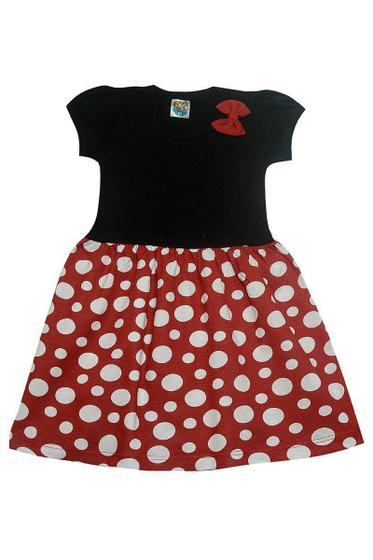 Imagem de Vestido Infantil Bolinhas Vermelho e Laço Preto - Malugui