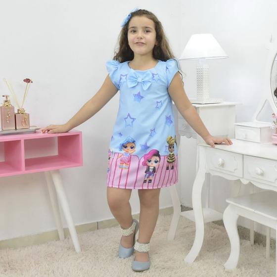 Imagem de Vestido infantil bonecas Lol surprise azul trapézio