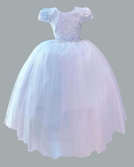 Imagem de Vestido Infantil Branco Longo Daminha Batizado Casamento Comunhão